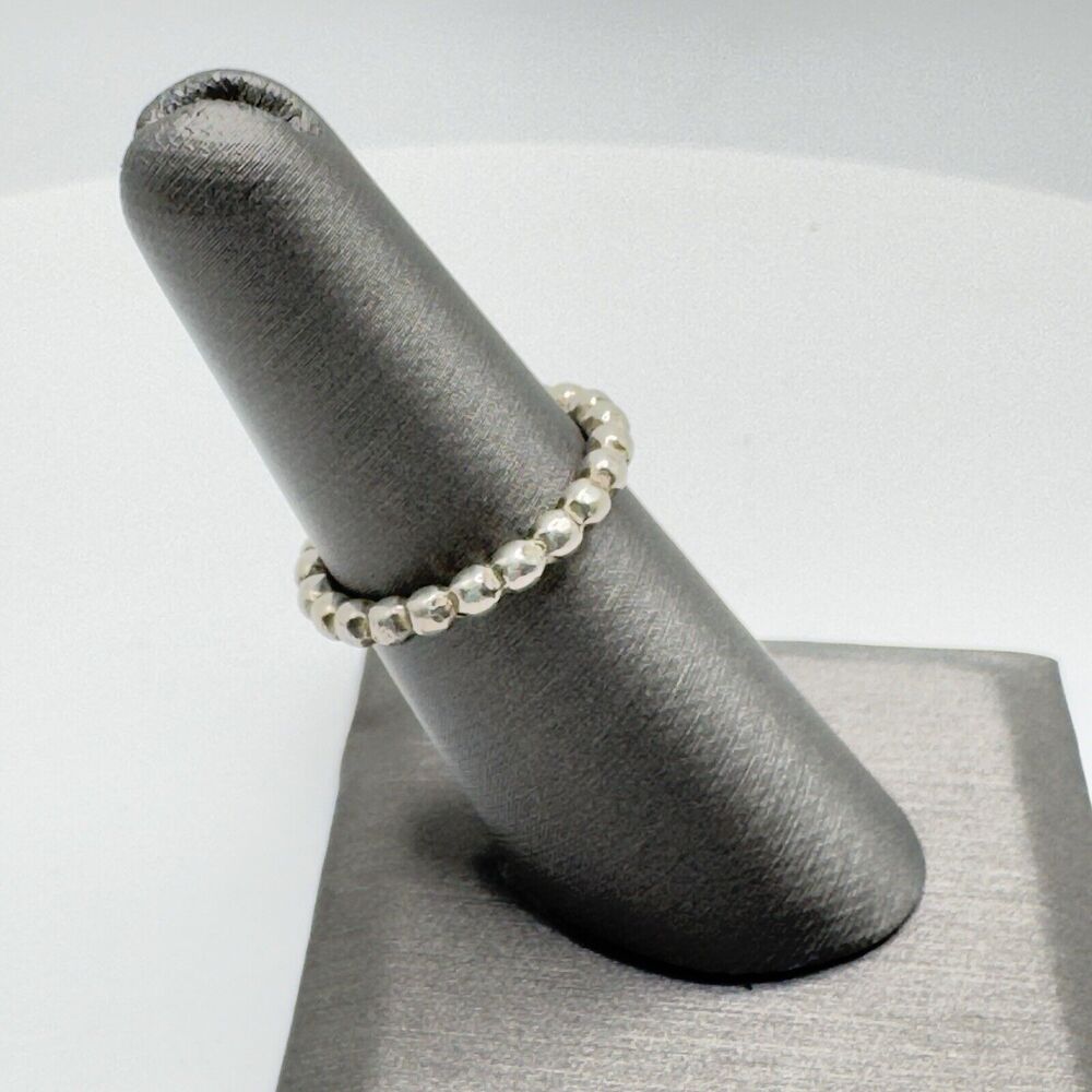 Sterling Silver 925 Dot Bead Design Stacking Band Ring Size 6.25 Dainty Handmade - Picture 3 of 8